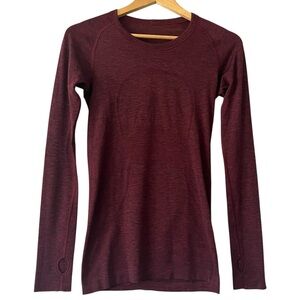 Lululemon Swiftly Tech Long Sleeve Maroon Women's 6 Sporty Athletic